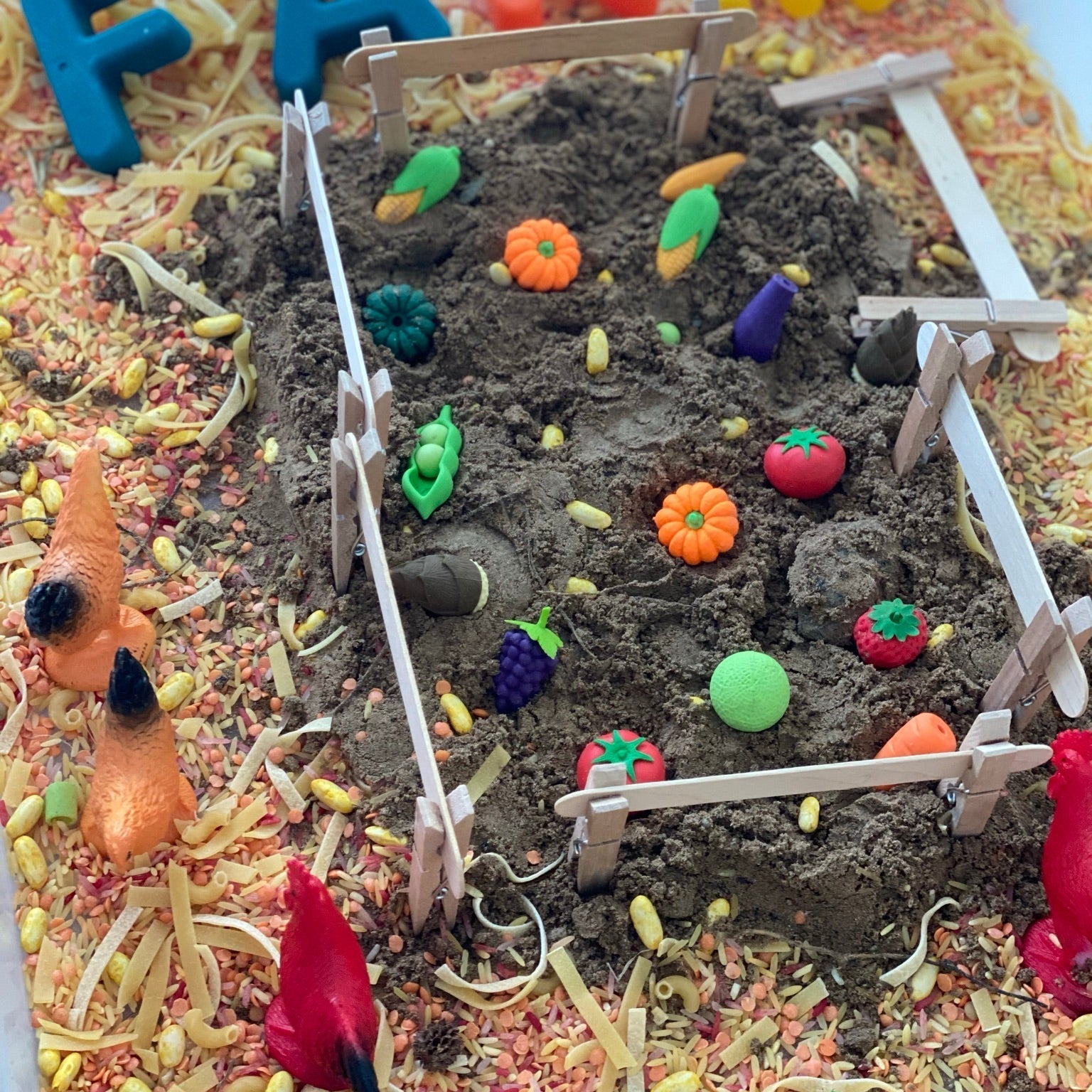 Vegetable Harvest Sensory Bin 🥕🍅🌽