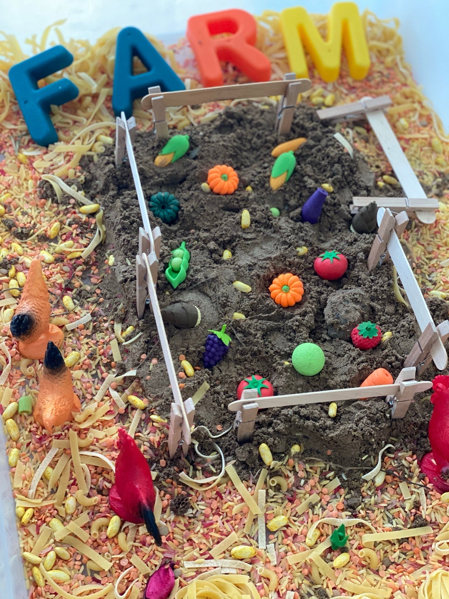 Vegetable Harvest Sensory Bin 🥕🍅🌽